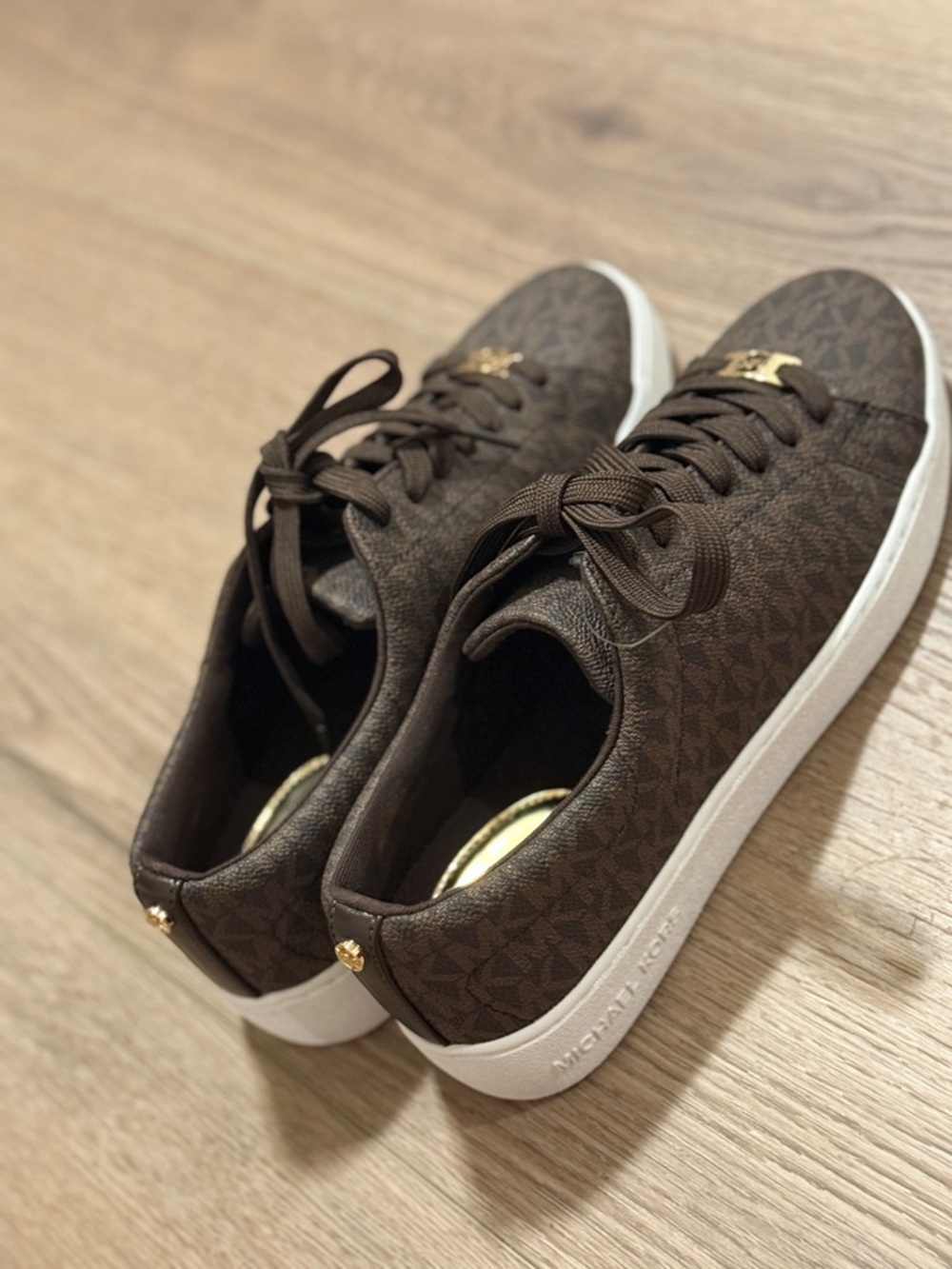 Michael Kors Chocolate Brown MK Logo Low-Top Sneakers - Picture 12 of 12
